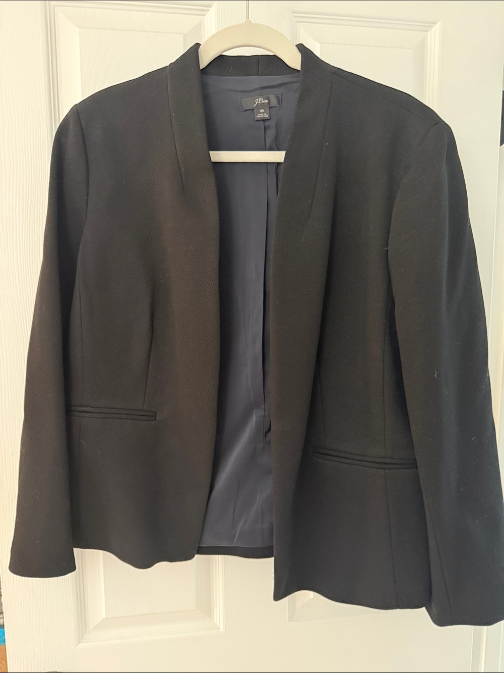 J. Crew Black Collarless Open Blazer